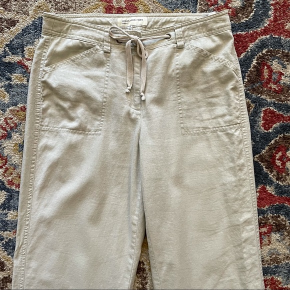 Jones New York Sport linen blend cream lightweight crop pants - Picture 5 of 11
